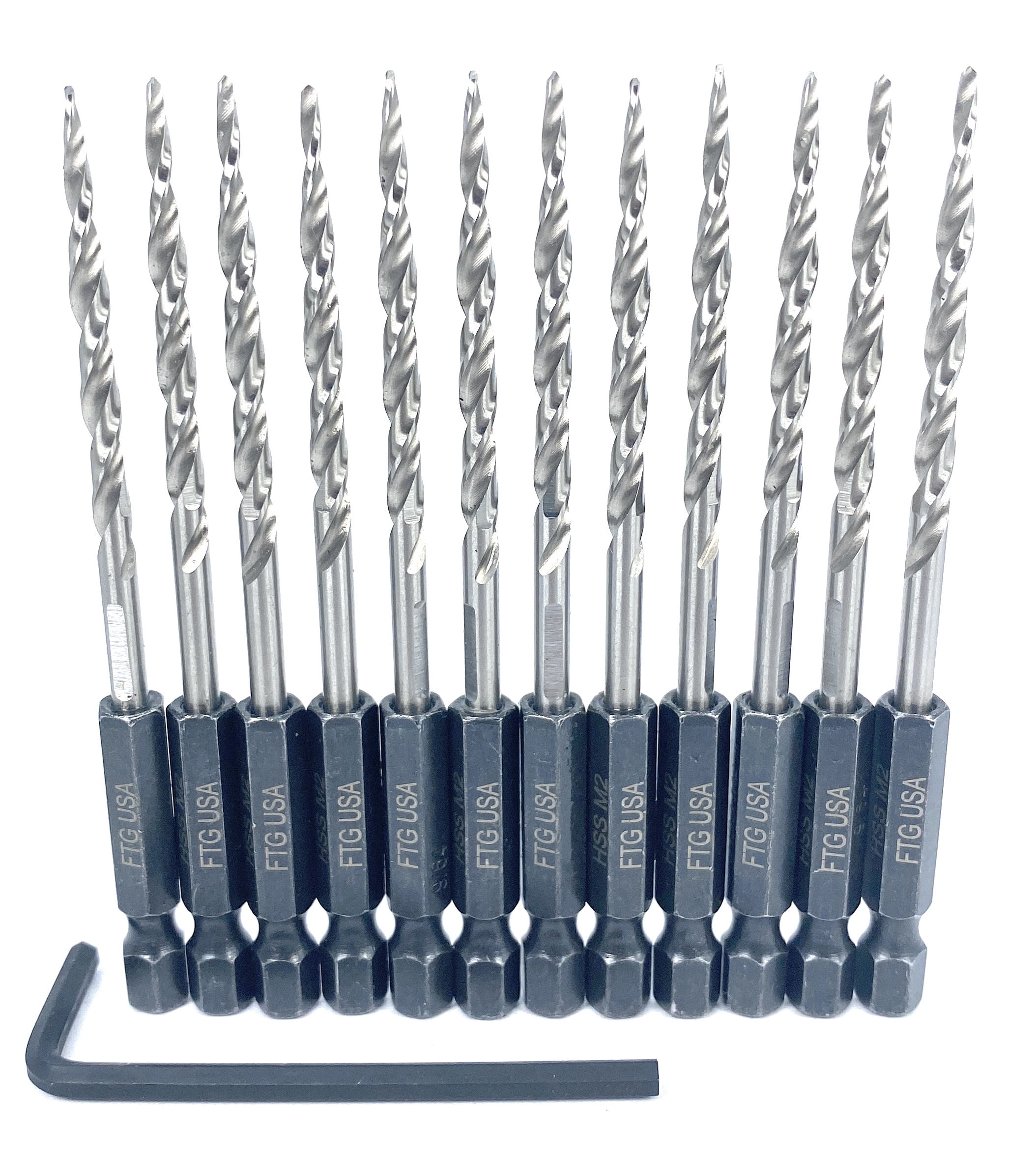 FTG USA Replacement Tapered Countersink Drill Bit Set 12 Pc Bit (#6) 9/64"