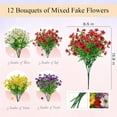 thumbnail image 3 of 12 Bundles Artificial Flowers for Outdoors Fake Flowers Plants Spring Decoration Silk Colorful Daisy UV Resistant for Home Porch Garden Decor, 3 of 5