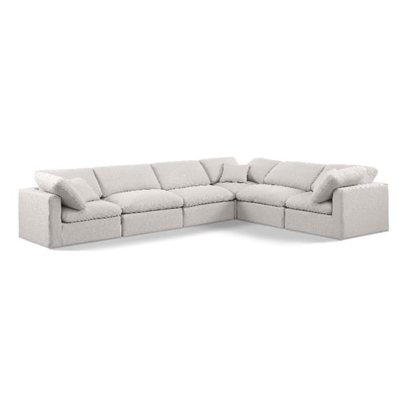 Meridian Furniture Indulge 193.5" Fabric L-Shaped Modular Sectional in Cream