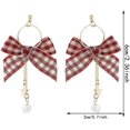 thumbnail image 2 of Pendientes colgantes con forma de caja roja, estilo bohemio, con lazo y perla, de temperamento sencillo y personalizado, regalo de joyería, con lazo y perla en caja roja, 2 of 5