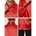 thumbnail image 6 of INSPIRE CHIC Men's Dress Satin V Neck Long Sleeves Button Down Party Shirts S Bright Red, 6 of 6