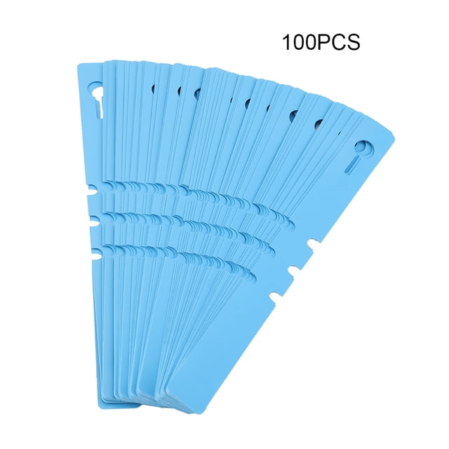 100 etiquetas de plástico para decoración de viveros y jardines, etiquetas para plantas, adornos para césped, color azul