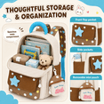 thumbnail image 3 of Lomyolo Kids Backpack for Girls 3-8, Small School Backpack for Preschool Kindergarten, Lightweight Toddler Backpack with Cartoon Patterns, Oxford Bookbag for Travel-BROWN, 3 of 7