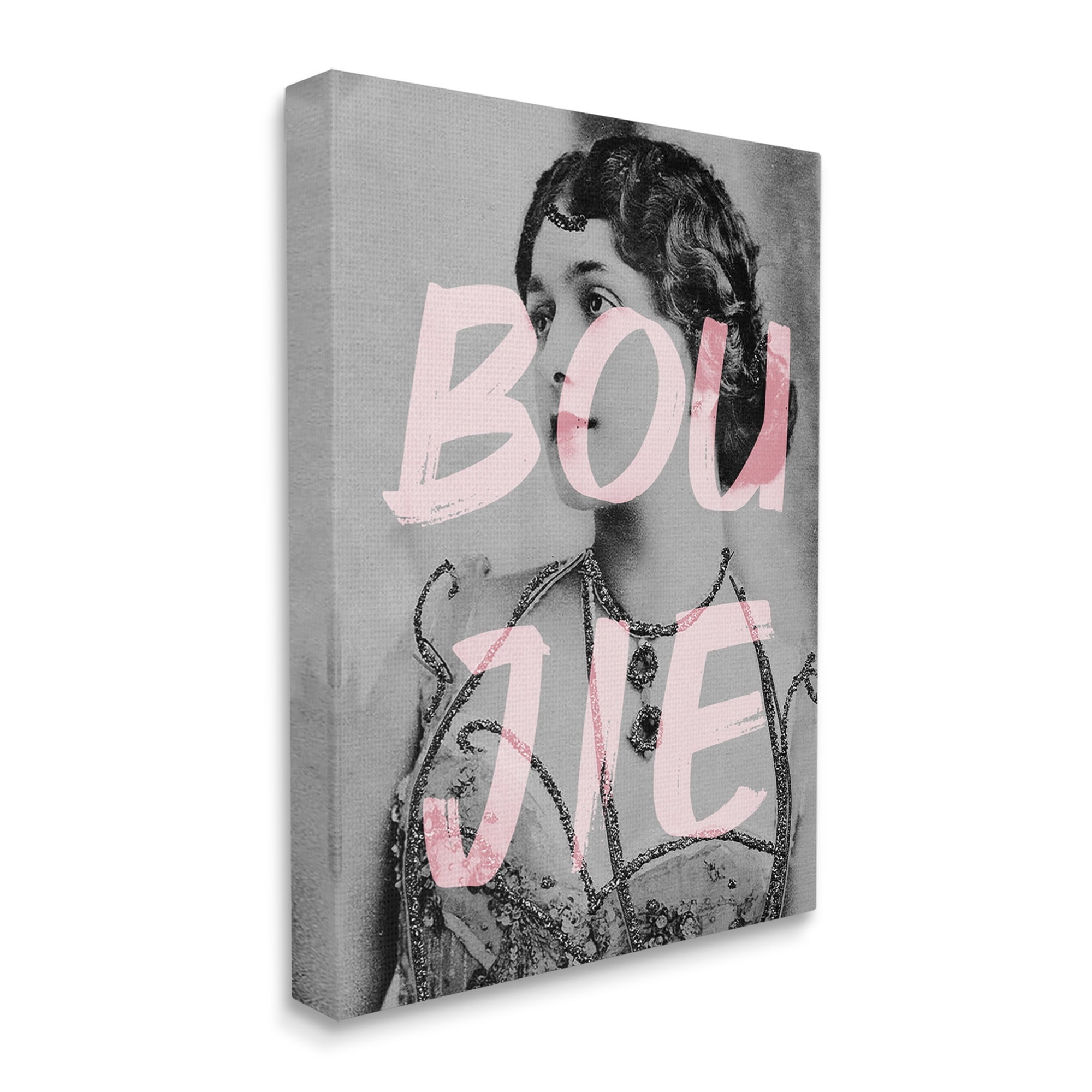 Stupell Industries Boujie Vintage Woman Portrait Trendy Pink Text Graphic Art Gallery Wrapped Canvas Print Wall Art, Design by Daphne Polselli