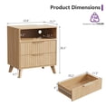 thumbnail image 2 of Fluted Nightstand Set of 2, Farmhouse Bedside Table with 2 Drawers and Open Shelf, Wood Modern Side Table with Charging Station, End Tables for Bedroom, 2 of 10