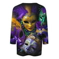 thumbnail image 5 of Jsaierl Mardi Gras Shirts for Women Carnival Outfit Mask Graphic Tee Plus Size Tunic 3/4 Sleeve Parade Blouse Gifts, 5 of 5