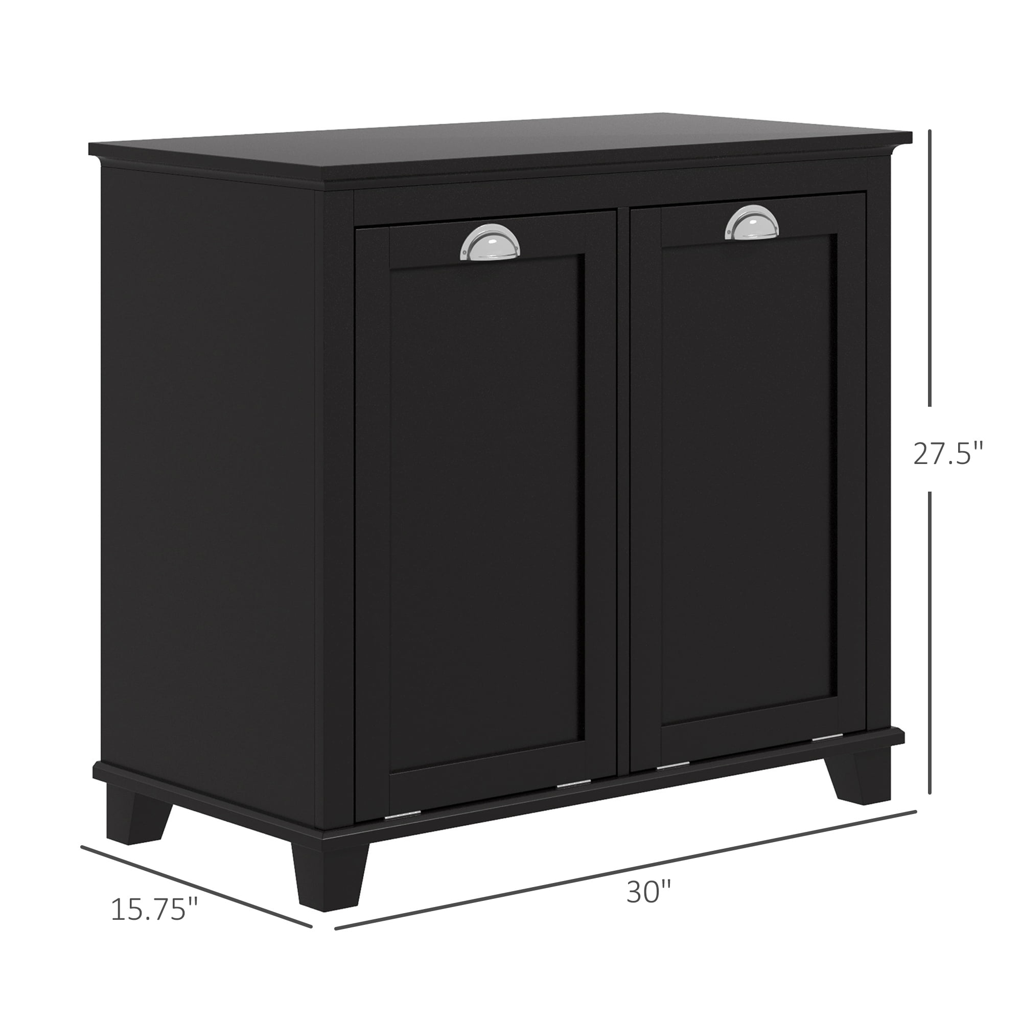 HOMCOM Tilt-Out Laundry Sorter Bathroom Cabinet, Black