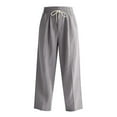 thumbnail image 6 of USNSM Mens Casual Linen Pants Loose Fit Elastic Drawstring Waist Straight-Legs Lightweight Breathable Long Pants Gray L, 6 of 6