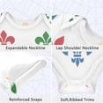 thumbnail image 3 of Colorful Mardi-gras Flowers Pattern Pure Cotton Bodysuit Short Sleeve Pajamas One-Piece Romper Unisex 9M, 3 of 6