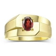 thumbnail image 1 of RYLOS Men's Rings 14K Yellow Gold Ring Classic Solitaire 7X5MM Oval Shape Gemstone Designer Band Garnet January Birthstone Rings For Men Size 12, 1 of 5