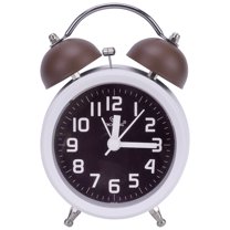 Unique Bargains Classic Mechanical Alarm Clock Bedroom Brown 3.3"L x 2.2"W x 5.1"H