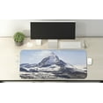 thumbnail image 2 of Mountain Computer Mouse Pad, Matterhorn Summit Clouds Hill Scenery Glacier Natural Beauty Image Print, Rectangle Non-Slip Rubber Mousepad X-Large, 35" x 15", Blue White Black, by Ambesonne, 2 of 2