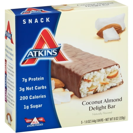 Atkins Coconut Almond Delight Bar, 1.6oz, 5-pack (Snack)