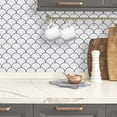 thumbnail image 3 of Dcor WOW 41001  Peel & Stick Backsplash, (8) 12x12-inch Sheet Covers 8 Sq Ft, White Scallop Back Splash Tile Grey Grout, 3 of 7