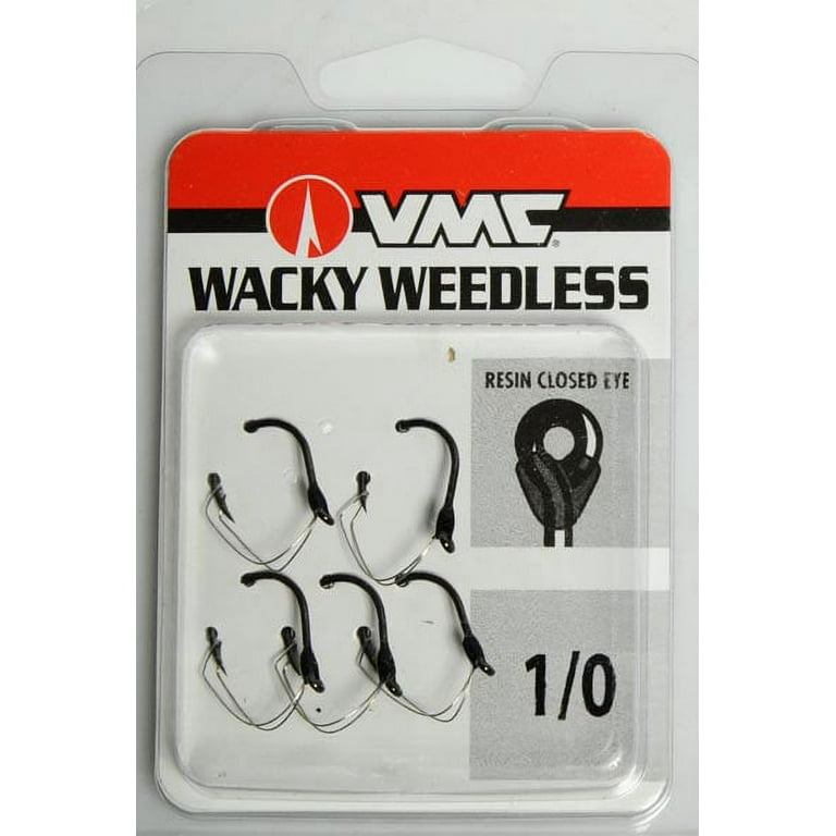 VMC Weedless Wacky Hook #1/0 Black Nickel 6 pcs
