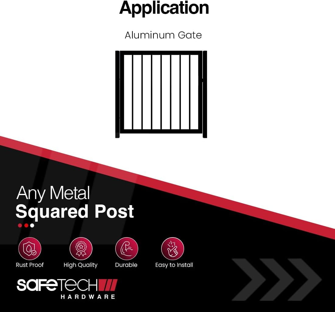 Safetech Hardware Magnetic Side Pull Gate Latch | General Purpose Magnetic Gate Latch for Aluminum/Metal Fences | Industrial Strength Self-Latching Fence Pull SLG-150KB - Black