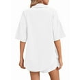 thumbnail image 2 of Women 2 Piece Outfit Summer Short Sleeve Top and Shorts Sweatsuit Set White S, 2 of 7