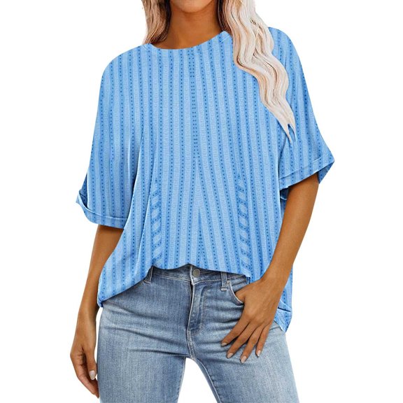 SHTXOZHI Women Tops Summer Short Sleeve Casual T-Shirts Round Neck Graphic Tees Trendy