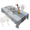 thumbnail image 2 of Mantel, mantel rectangular de lino, antiarrugas, antidecoloración, lavable, a prueba de polvo, para cocina, comedor, fiesta (rectangular/oblongo, 55 x 70 pulgadas, gris), 2 of 5