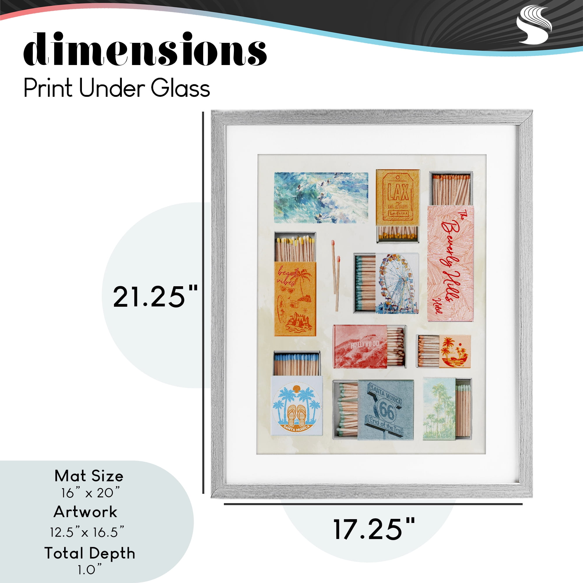 California Beach Matchboxes Gray Framed Print Under Glass, design by Ziwei Li