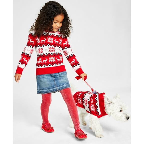 Charter Club Little Girls Nordic Fair Isle Holiday Sweater Ravishing Red Combo 4T