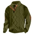 thumbnail image 3 of FAOWME Mens Pullover Long Sleeved Stand Collar Color Block Buttons Comfortable Fashion Warm Jacket For Autumn Winter Daily Wear Army Green L, 3 of 3