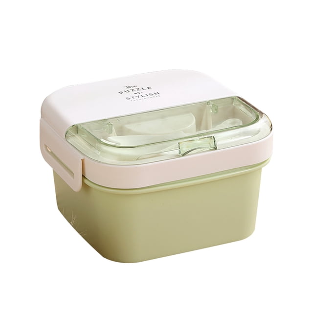 Storage Containers , Tyeign Lunch Box for Teen 1500Ml 2 Layer Stackable Teen Box Lunch Containers Leakproof Lunch Box with Reusable Spoon And Fork Suitable for office Camping Picnic Yellow