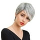 thumbnail image 2 of peluca de cabello corto y para damas con flequillo oblicuo Resistente al calor con gorra de red, 2 of 9