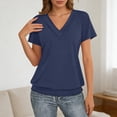 thumbnail image 2 of Tshirts for Women Solid V Neck Short Sleeve V Neck Soft Everyday Basic Tee for Ladies Navy S, 2 of 5