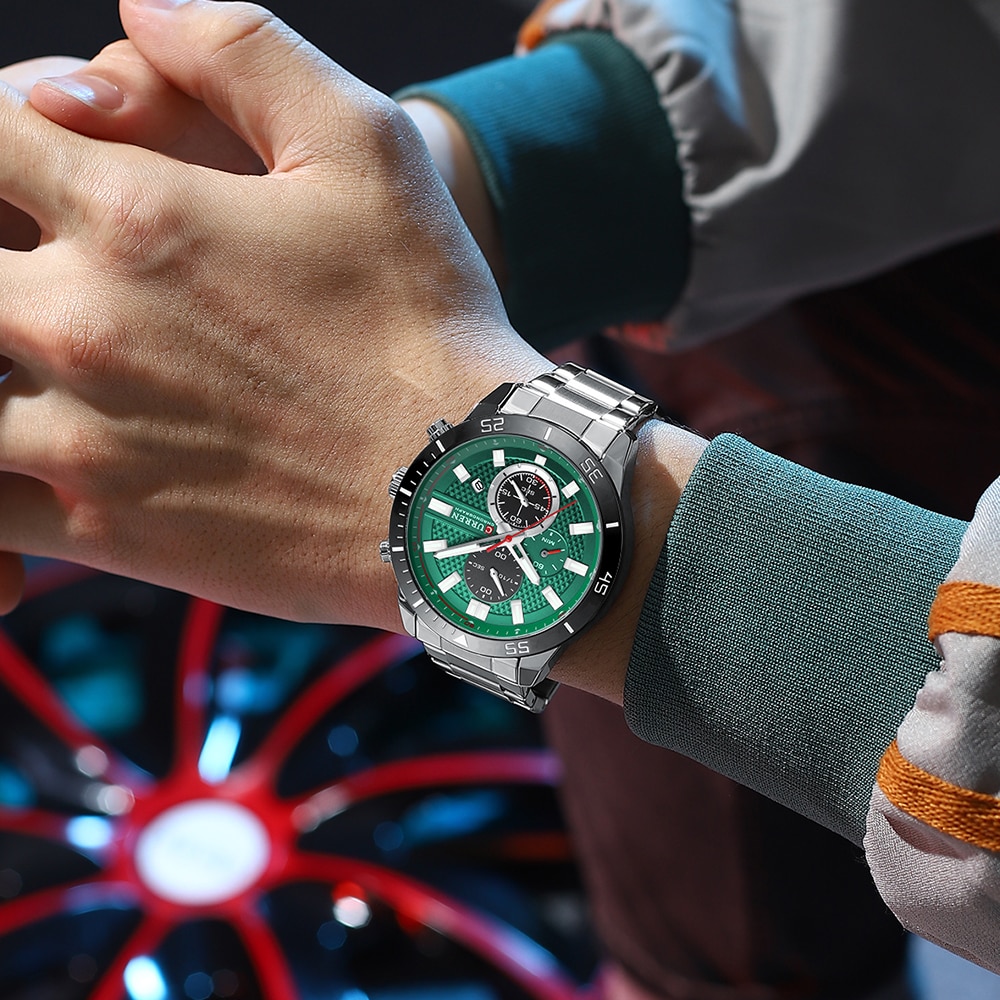 CURREN New Style Watches for Men Sport Stainless Steel Wristwatches with Luminous Point Quartz Movement Clock for Male