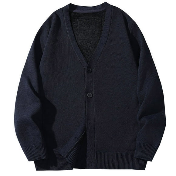 LNWUY Mens V-Neck Sweater Long Sleeve Button Down Cardigans for Men Casual Basic Relaxed Fit Fall Winter Sweaters Blue XXXL