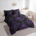 thumbnail image 2 of Homewish Spooky Halloween Skull 7 Pieces Full Size Bedding Sets,Bohemian Damask Full Size Bed in a Bag,Black Purple,Black Reversible, 2 of 8