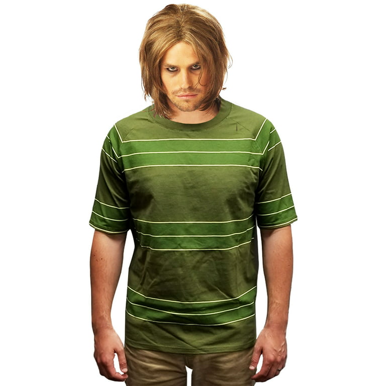 Kurt Cobain Striped Shirt Costume With Wig Nirvana Grunge Band Halloween 90s