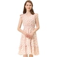 thumbnail image 1 of INSPIRE CHIC Women's Flutter Sleeves V Neck Smocked Waist Ruffle Floral Dresses, 1 of 6