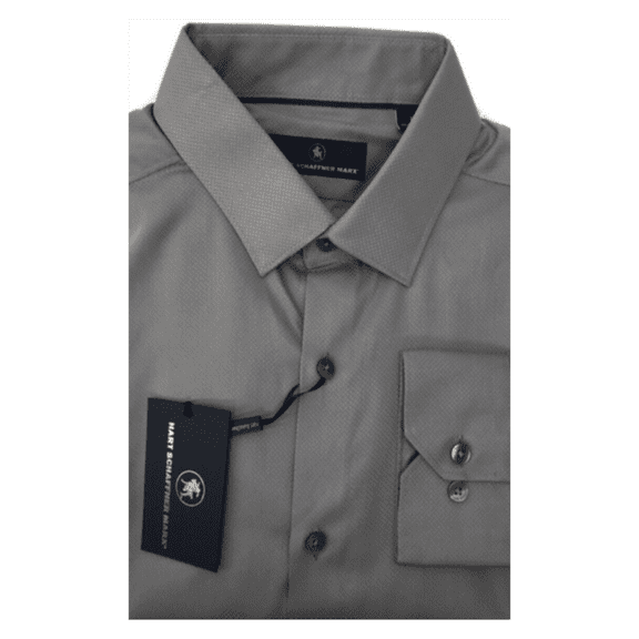 $98.50 Hart Schaffner Marx Men's Long Sleeve Shirt Cotton Bdfrd Gray L