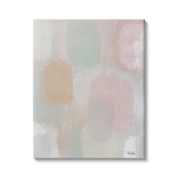 Stupell Industries Soft Pastel Abstract Painting Tranquil Pink Green Shapes, 30 x 40,Design by Robin Maria