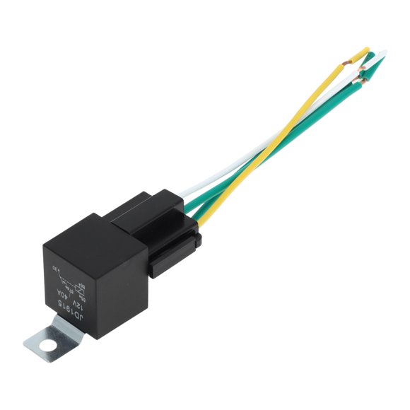 Unique Bargains 4 Pins 12V 40A 1 Pc Auto Relay with Metal Hanging Hole with Harness Sockets Waterproof Car Relay Black