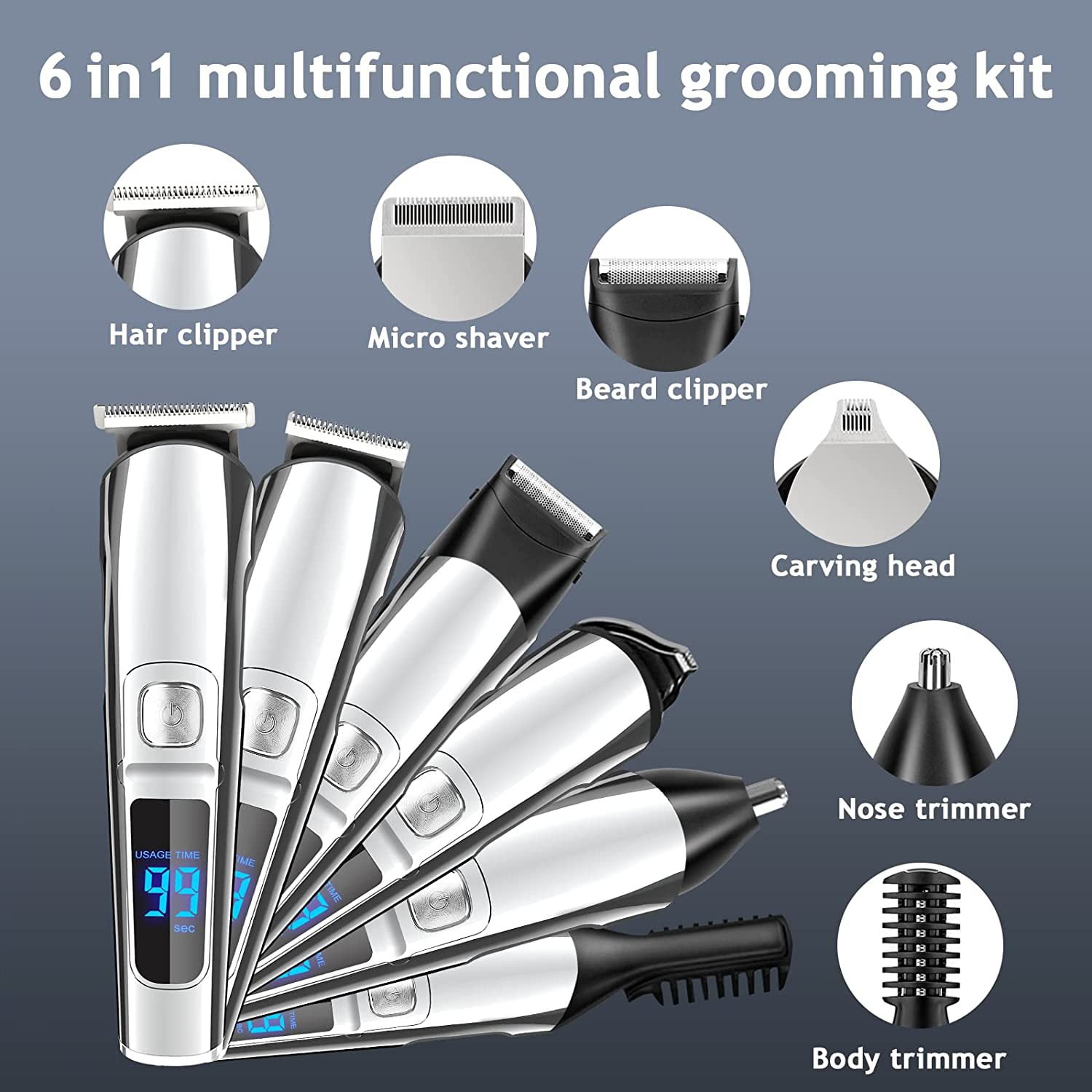 Beard Trimmer for Men, Waterproof Electric Razor for Nose,Body,Face,Mustache,Cordless Hair Clippers Shavers Grooming Kit, Gifts for Men Husband Father