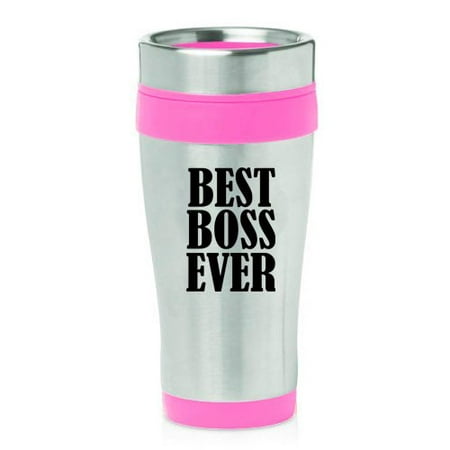16oz Insulated Stainless Steel Travel Mug Best Boss Ever (Pink