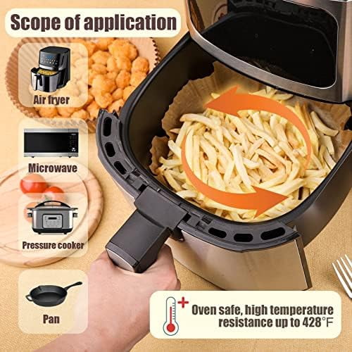 JJEAN-Disposable Paper Liner Round 250 Pcs for 4 to 8 Qt Air Fryer Baskets, Non-stick Oil-proof Parchment Liner Cooking Paper