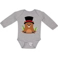 thumbnail image 3 of Inktastic Groundhog Day with Groundhog in Top Hat Boys or Girls Long Sleeve Baby Bodysuit, 3 of 5