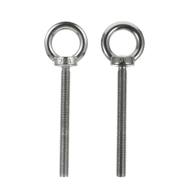 MasteelfCA 2pcs Stainless Steel Long Eyebolts Durable Ring Screws Threaded Eye Bolt
