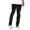 thumbnail image 4 of GFTD LA Los Angeles Men's Sage Skinny Fit Panel Patch Skull Distressed Rip Jeans (38, Black), 4 of 6