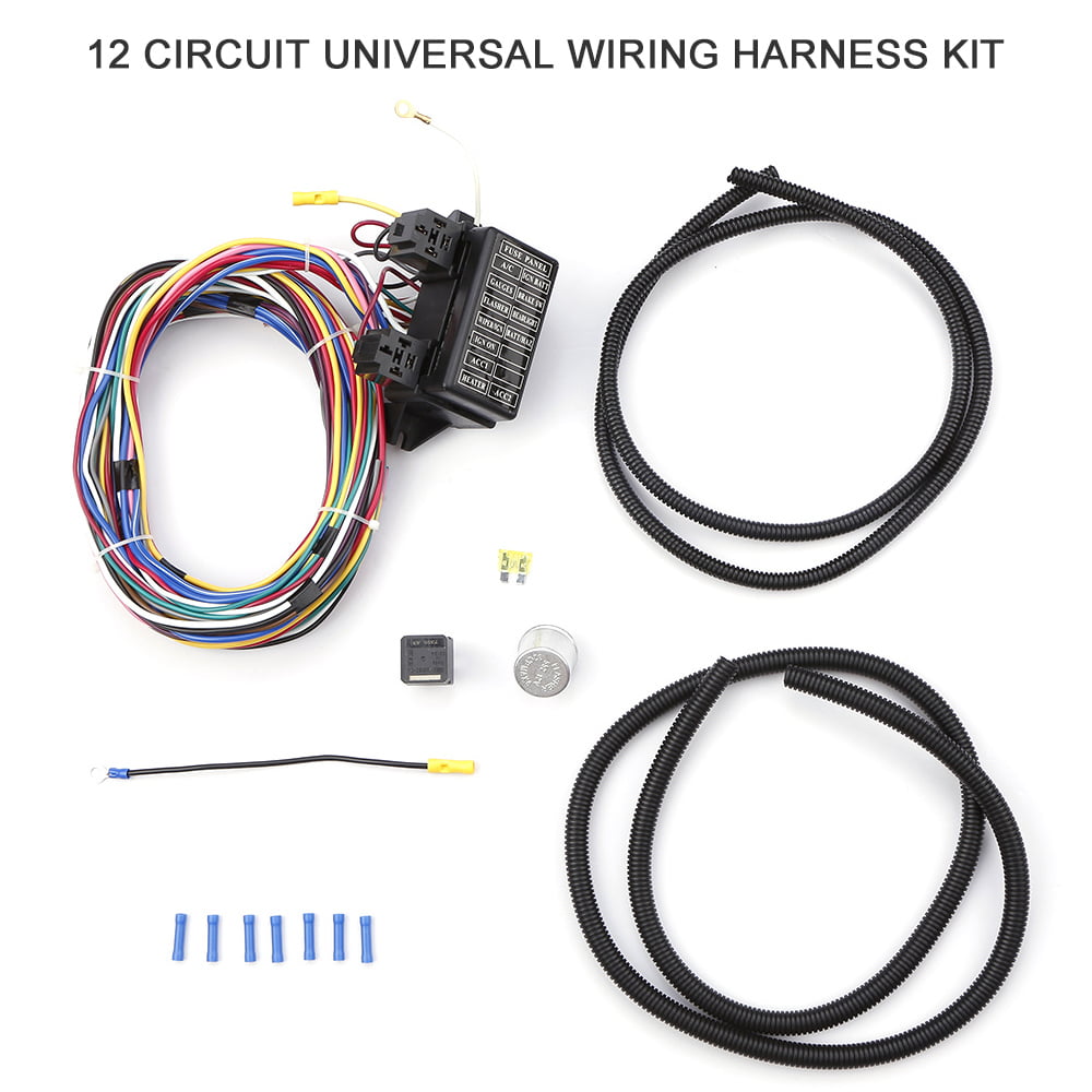 Universal 12 Circuit Wiring Harness Hot Rod Street Rod Muscle Car with SWITCHES 