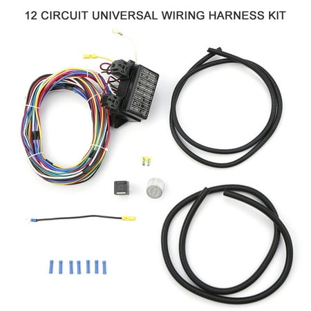 12 Circuit Universal Wiring Harness Kit Hot Rod Street Rod XL Wires New
