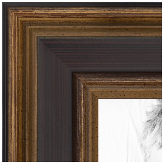 ArtToFrames 10x24 inch Gold with Burgundy Panel Picture Frame, Gold Wood Poster Frame (4758)