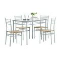 thumbnail image 4 of Imerelez 43 inch Iron Glass Dining Table and Chairs Silver One Table and Four Chairs MDF Cushion, 4 of 7