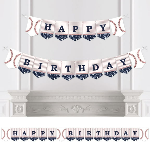 Big Dot of Happiness Batter Up - Baseball - Birthday Party Bunting Banner - Sports Party Decorations - Happy Birthday