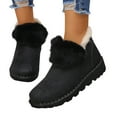thumbnail image 3 of XUNKUSGA Winter Boots for Women Warm Fuzzy Fleece-Lined Suede Ankle Boots Casual Solid Color Round Toe Flat Womens Boots Comfortable Waterproof Snow Boots 5.5-9.5 Black, 3 of 8