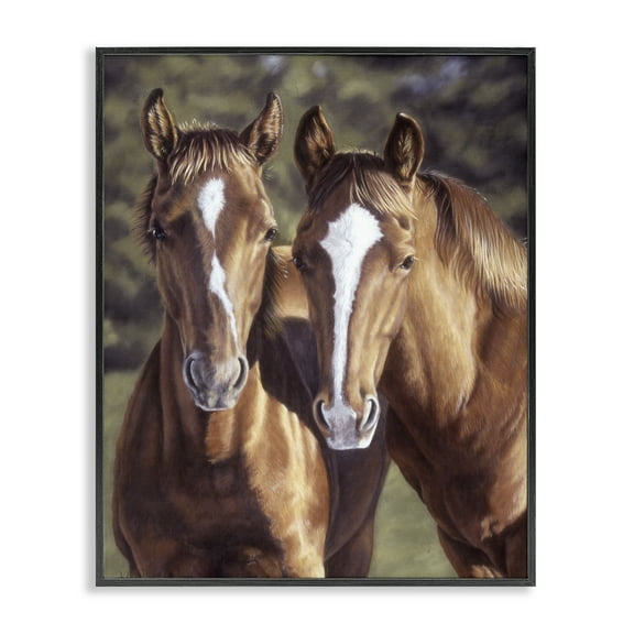 Stupell Industries Brown Horse Pair Animals & Insects Painting Black Framed Art Print Wall Art, 11 x 14